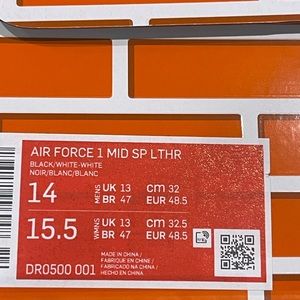 Nike Air Force One Rasheed off white size 14 new